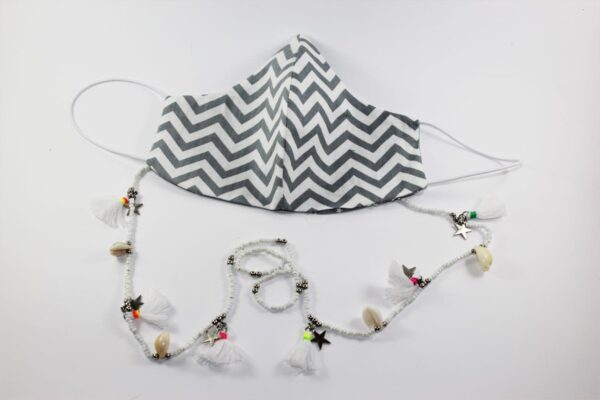 Black and white mask and beads Mask Chain